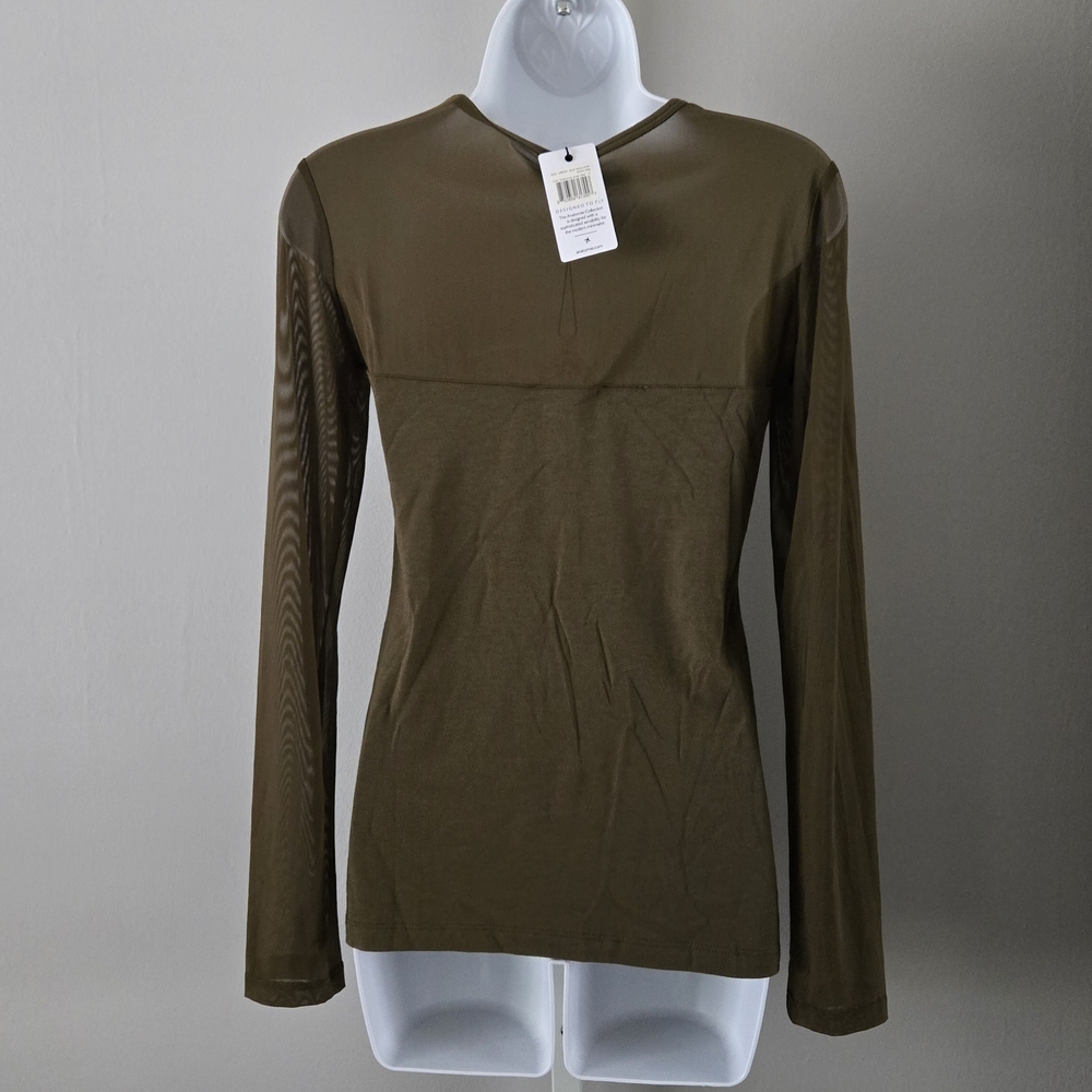 Anatomie Olive Mesh Long Sleeve Top - Picture 2 of 6